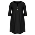 thumbnail image 5 of Women's Linen Dresses Button Down Half Sleeve Cotton Midi Dress Loose Baggy Kaftan Long Dress With Pockets, 5 of 5