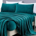 thumbnail image 3 of Chezmoi Collection Extra Soft Fleece Sheet Set Full, 4-Piece Microplush Non-Pilling Velvety Bed Sheet, Deep Pocket - Lightweight All Season Warmth, Full, Teal, 3 of 9