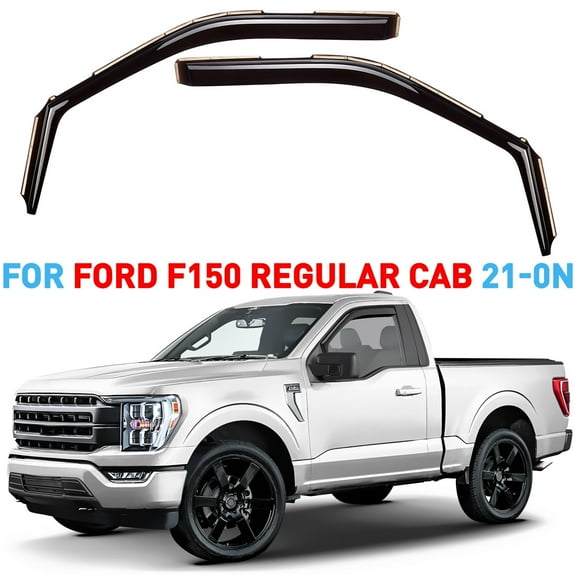 GrandWheel Co Smoke Tinted In-channel Side Window Vent Visor Deflectors Rain Guards Compatible with Ford F150 2021-2026 Regular Cab, SuperCrew, SuperCab - 2pcs. GW0185