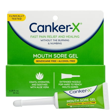 Canker-X Mouth Sore Gel, Fast Pain Relief & Healing for Canker Sores, 0.28 fl oz