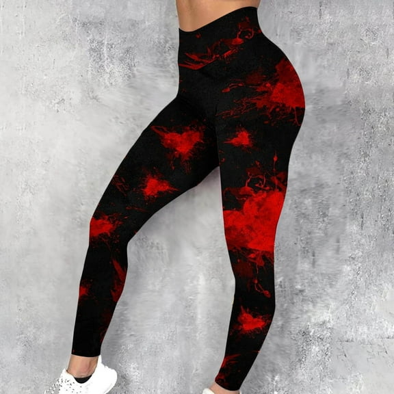 ZhiZhuang Womens Pants High Rise Leggings Casual Printing Stretch Yoga Leggings Fitness Running Gym Active Pants