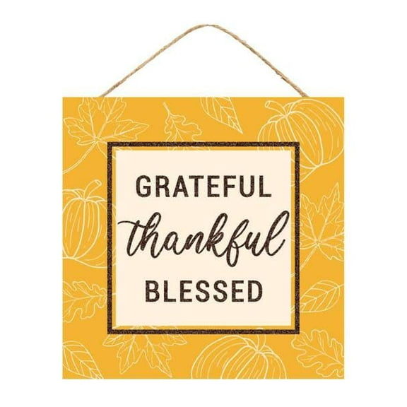 Fall Wreath Sign, Yellow Wreath Centerpiece, Fall Autumn Thanksgiving, 10 inch Square, Grateful Thankful Blessed, Wood
