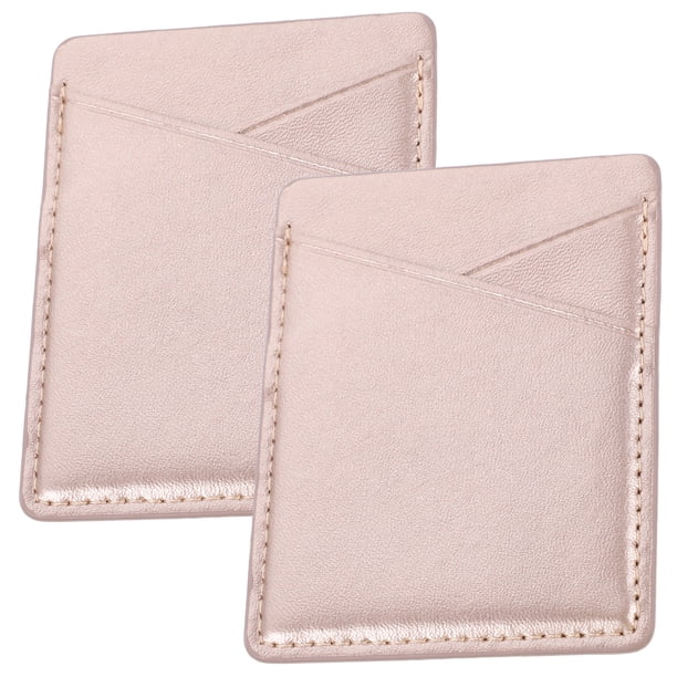 2 fundas traseras para teléfono con dos ranuras para tarjetas, de piel sintética, tipo cartera.