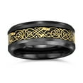 thumbnail image 2 of Bling Jewelry Mens Two Tone Celtic Knot Titanium Band Ring with Dragon Carbon Fiber Inlay, 2 of 5