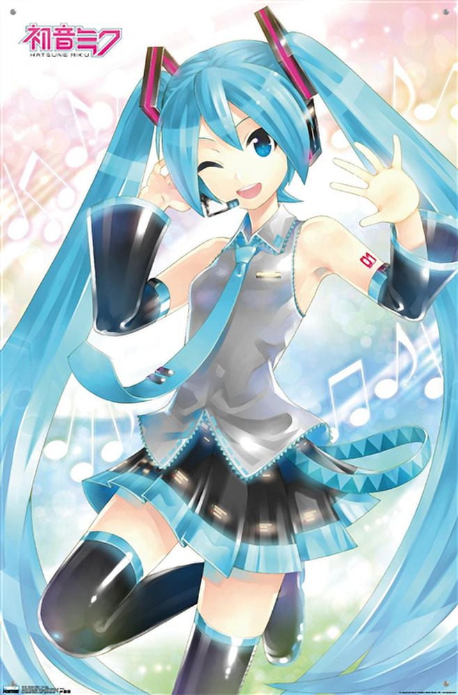 Anime Hatsune Miku Girl Cute Posture Look HD Poster, 300 GSM Quality