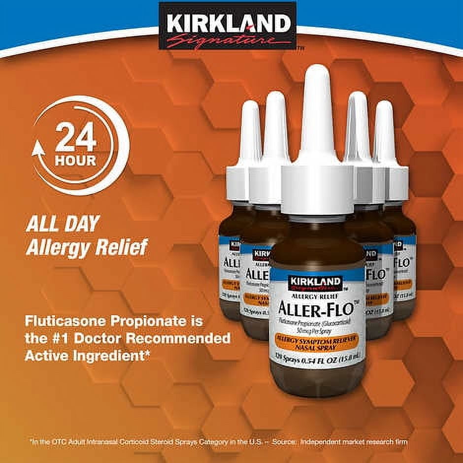 Aller-Flo Fluticasone Propionate (Glucorticoid) 5 bottles x 120 Metered Sprays .54 Fl OZ per bottle