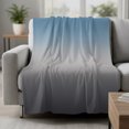 thumbnail image 2 of Grey Ombre Throw Blanket for Couch, Soft Lightweight Flannel Fleece Blanket, Navy Blue Gray Gradient Modern Abstract Art Microfiber Plush All Season Decorative Blankets Gifts for Sofa Bed 50"x60", 2 of 9