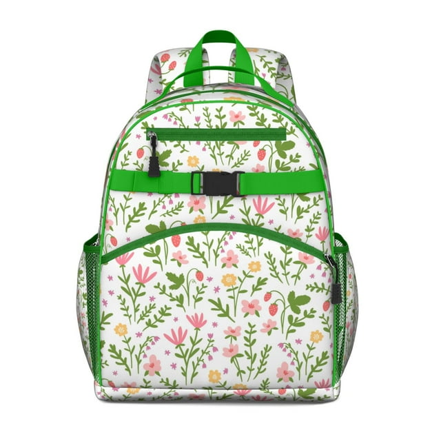 Watercolor Flower Pattern Student Backpack Spacious Adjustable Straps Chest Buckle Water-resistant Lightweight School Backpack for Student and Students