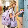 thumbnail image 6 of Cute Cherry Backpack with Lunch Bag and Pencil Case Matching Travel Daypack Purple, 6 of 7