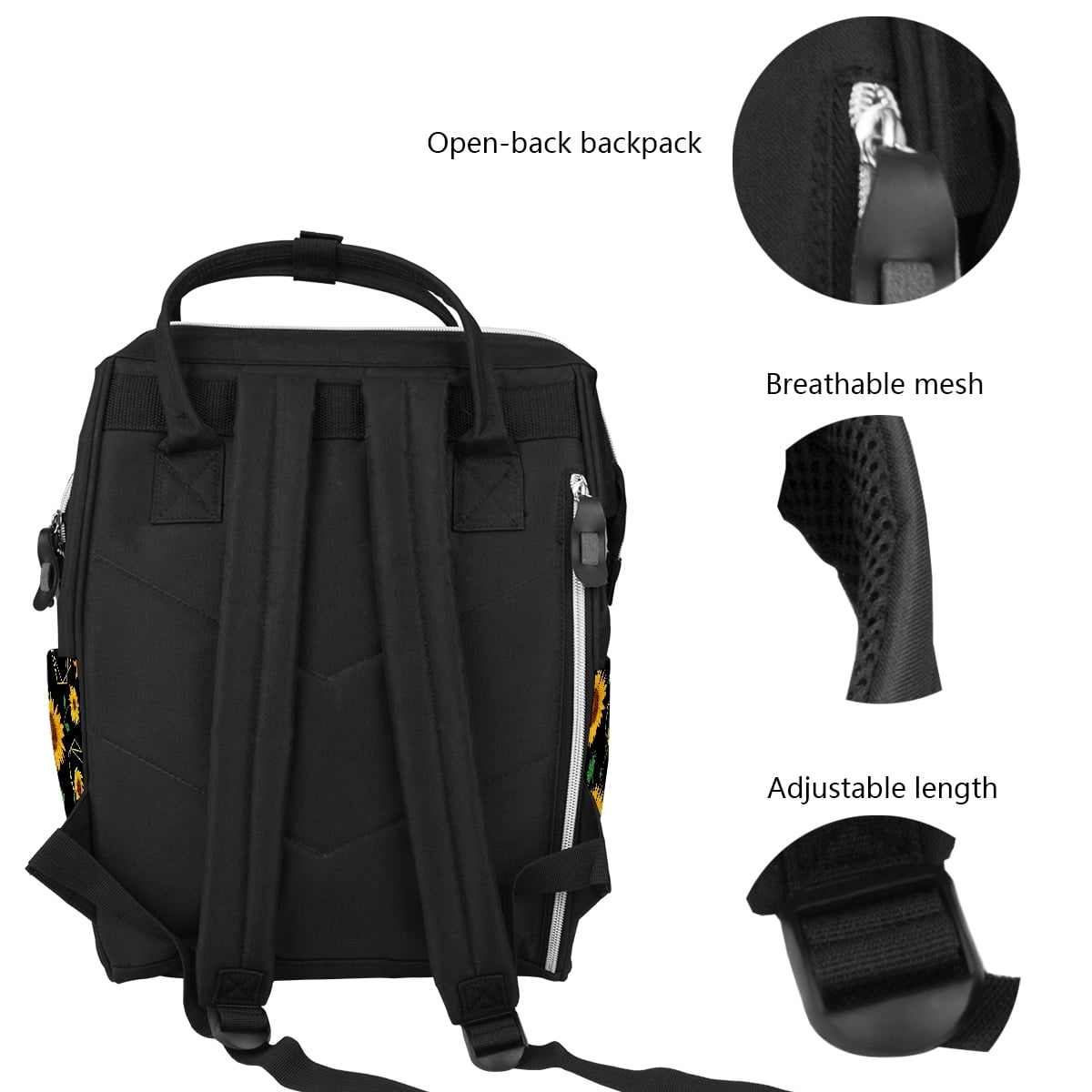Women Backpack Diaper Bag Baby Nappy Bag, Beautiful Sunflower Casual Travel Back Pack, Lightweight Maternity Large Capacity Stylish Outdoor Tote Bag for Men Women Mommy Dad Baby Boy Girl