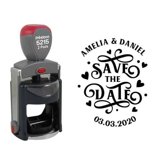 Printtoo Roound Personalized Black Self Inking Save The Date Stamp Custom Wedding Rubber Stamper-45 mm