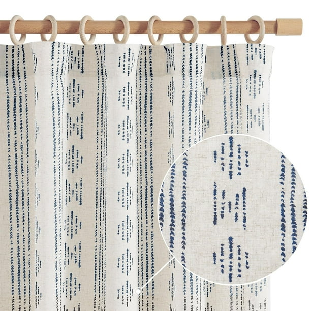 Cortinas Jinchan Boho para salón, casa de campo, color azul, 160 x 160 cm