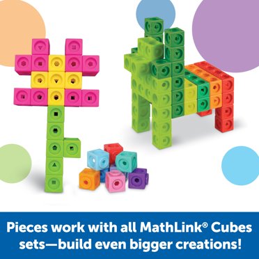 Learning Resources MathLink Cubes Kindergarten Activity Set - Fantasticals Math Building Toys, 100 Cubes