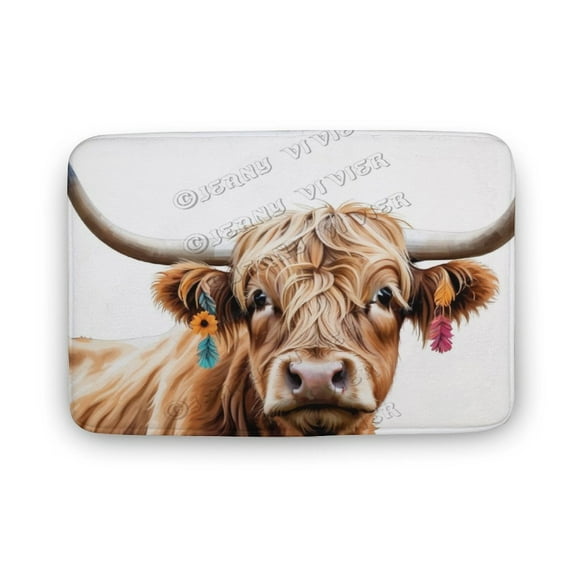 Cow Print Bath Mats for Bathroom, Soft Absorbent Cow Bath Rug Non-Slip Floor Rug Carpets for Kitchen Bathroom Laundry Bedroom Living Room Decoration 16"x24"