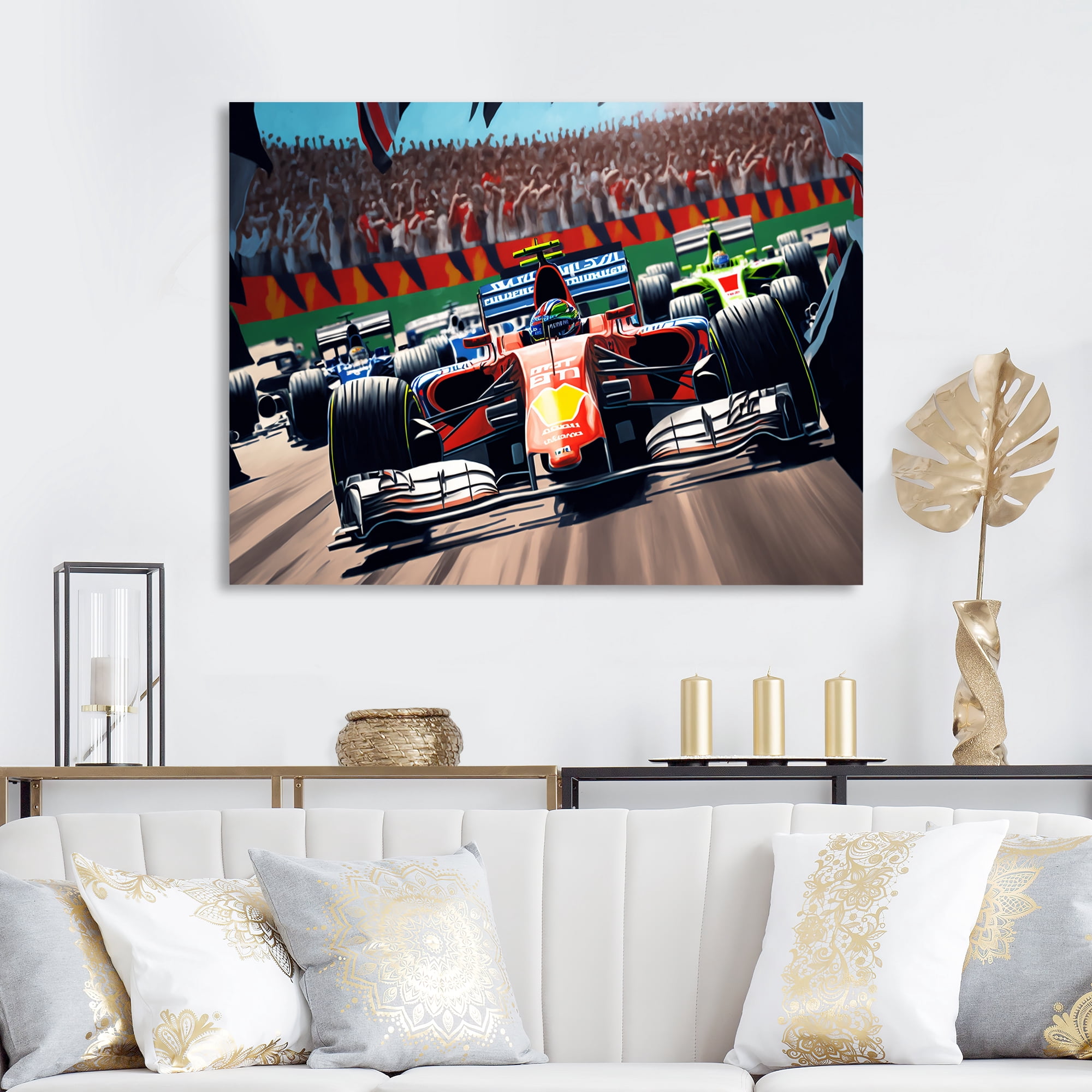 Designart Formula Car Racing II Canvas Wall Art