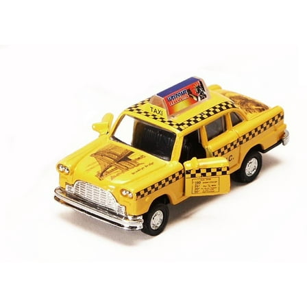 NYC Yellow Taxi Cab w/Landmarks, Yellow - Showcasts 9589DBS - 4.5" Scale Diecast Model Car