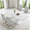 Table+4 Light Gray Chairs, variant on StnTalk Modern Dining Table Set for 6, Faux Marble Dining Room Table Set with 6 Light Gray PU Leather Cantilever Dining Chairs, Rectangular Kitchen Table Set for 6