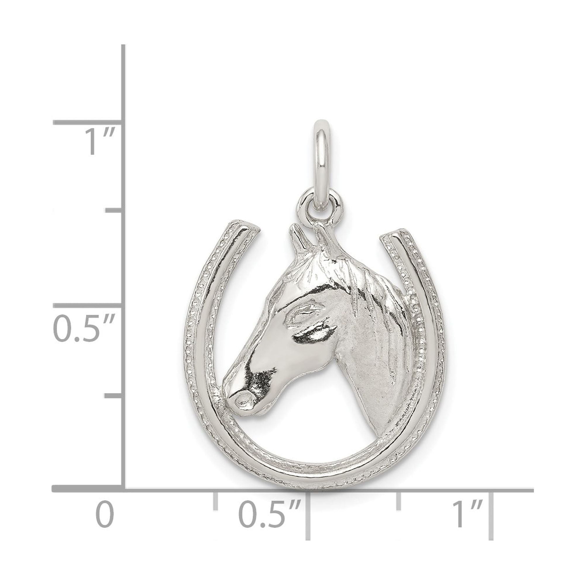 Sterling Silver Horse Head Pendant with Horseshoe Frame, Equestrian Necklace for Women or Unisex, Western Rodeo Jewelry Symbolizing Strength Freedom and Good Luck