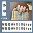 thumbnail image 2 of Pinzas para uñas de color sólido, lindas pinzas para uñas con nudo de lazo, uñas postizas con diamantes brillantes, 24 unidades, 1 ml, 2 of 4