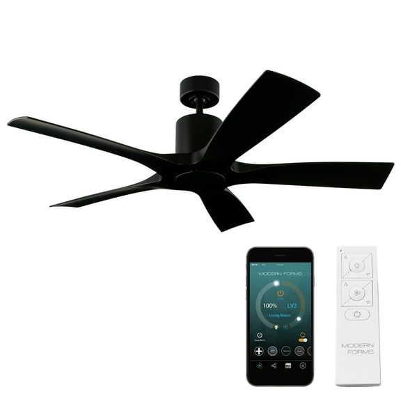 Aviator 54" Matte Black Smart Ceiling Fan with Remote Control