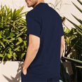 thumbnail image 2 of Camisas Casuales Para Hombre Camisa de manga corta hawaiana con rayas verticales a la moda para hombre, cárdigan informal, Tops, camisas para hombre (Navy, XL), 2 of 5