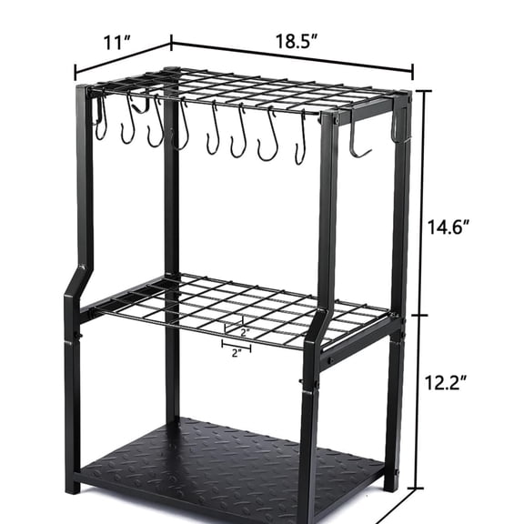 Garden Tool Organizer Heavy Duty,Yard Tool Tower Rack,Garage Storage Organization for Long Handle Tools,Rake,Brooms,Extra Hooks for Small Shovel,Shear.All Metal,Free Standing.