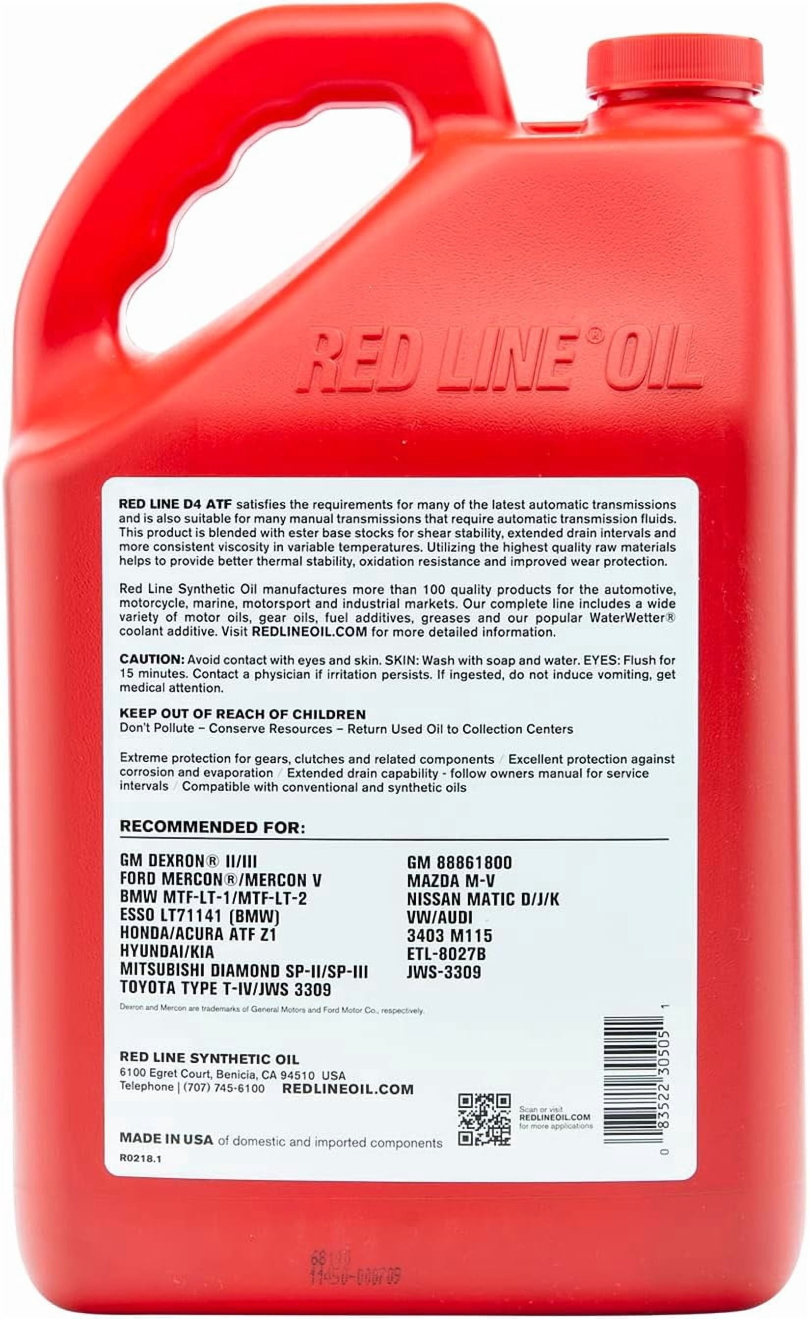 Red Line 30525 D4 Automatic Transmission Fluids Case of 4 Gallons