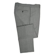 New Brooks Brothers Red Fleece Mens Flat Front 100% Wool Dress Pants Grey Striped (36W x 32L)