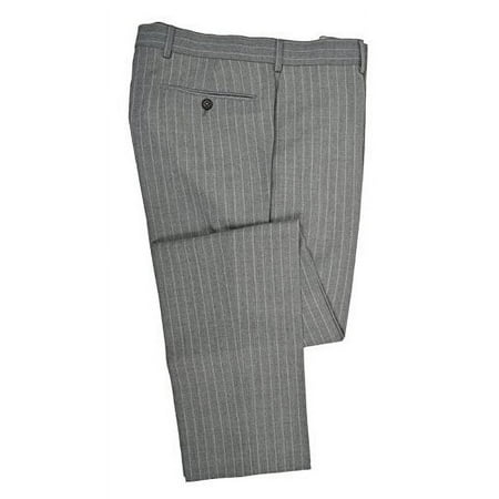New Brooks Brothers Red Fleece Mens Flat Front 100% Wool Dress Pants Grey Striped (36W x 32L)