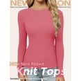 thumbnail image 3 of Women's Ribbed Long Sleeve Crewneck Sweater Knit Fitted Soft Light Pullovers Sweater Fall Basic Casual Tops, 3 of 7