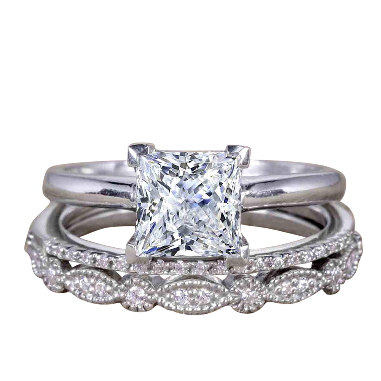 1.50 Carat Moissanite and Diamond Trio Brid… product image