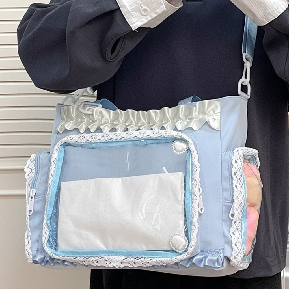 Hzzsbu Lace Bow Ita Bag Transparent Pin Display Crossbody