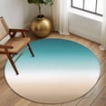 thumbnail image 2 of 7Ft Round Area Rug,Teal Beige Ombre Cream Non-slip Area Rugs Carpet for Living Room/Bedroom/Bathroom/Kitchen,Modern Turquoise Abstract Art Aesthetics Throw Floor Mat Indoor Outdoor Entrance Doormat, 2 of 9