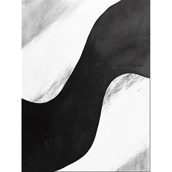 Abstract Black and White Wave Decorative Painting/Canvas Art， Suitable for Living Room， Bedroom， Office， Dining Room