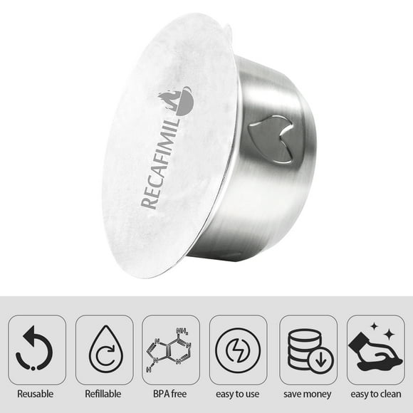 TFixol RECAFIMIL Stainless Steel Reusable Refillable Coffee Capsules Compatible with nespresso vertuo Coffee Cup Filter with 30 PCS Aluminum Foil