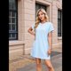 thumbnail image 5 of Vestidos de Verano Fluidos con Cuello en V y Mangas con Volantes para Mujer, Color Azul , Talla M, 5 of 10