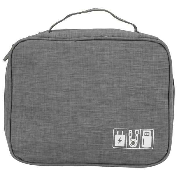 Bolsa de almacenamiento multifunción para accesorios electrónicos, cable, organizador de unidades USB, soporte de almacenamiento, gris