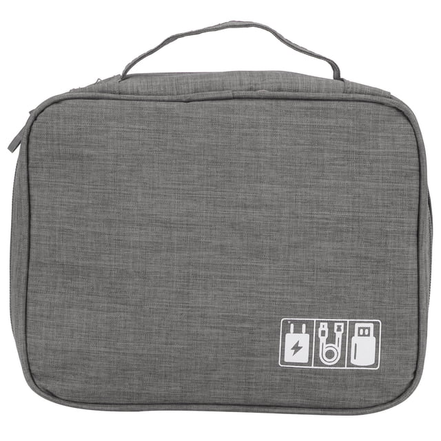Bolsa de almacenamiento multifunción para accesorios electrónicos, cable, organizador de unidades USB, soporte de almacenamiento, gris