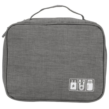 

6 Colors Storage Bag Multifunction Foldable Reusable for Electronic Accessories Storage (24.5x18.5x10cm/9.6x7.3x3.9 in) (purple)[grey]
