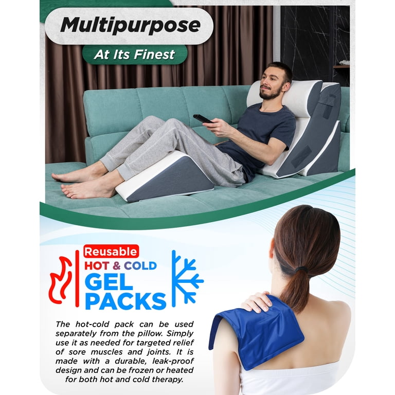Cuscino a cuneo per dormire, set di cuscini a cuneo per letto ortopedico, cuscino a cuneo in memory foam regolabile 15 in 1 dopo l'intervento chirurgico, cuscini inclinati 3 in 1 da