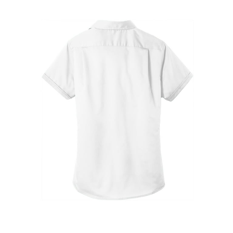 Port Authority Adult Female Women Plain Short Sleeves Shirt White