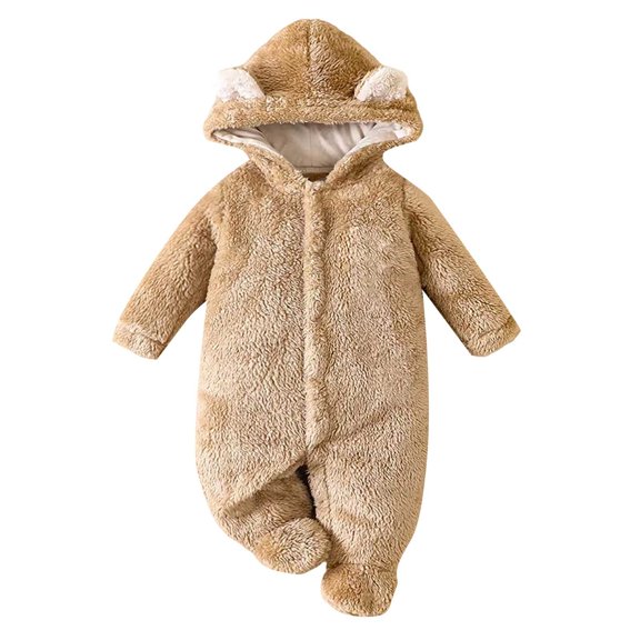 Mercatoo Toddler Baby Halloween Onesi𝐞 Sherp𝐚 Fleece One Piec𝐞 Rompe𝐫 Kids Tedd𝐲 𝐁ear Jumpsuit Hooded Fuzzy Long Sleeve Snowsuit