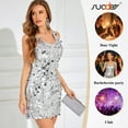 thumbnail image 6 of Women's Sequin Dress Sparkly Glitter V-Neck Sleeveless Tank Dress Party Club Cocktail Disco Night Out Costume, 6 of 7