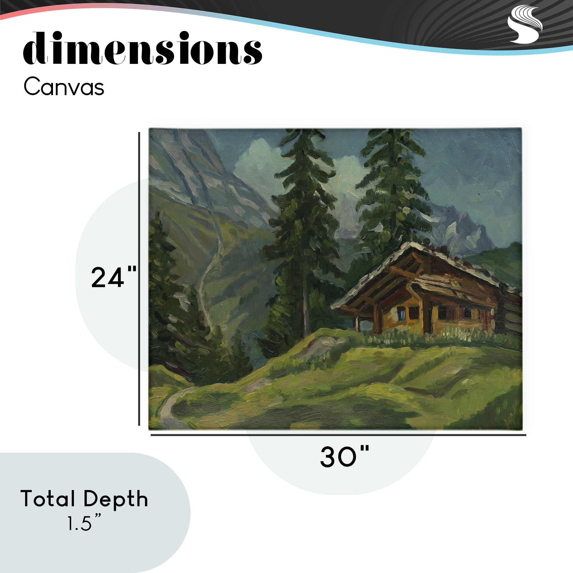 Cabin At Base Of Mountain Canvas Wall Art, design by Lettered and Lined