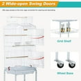 thumbnail image 6 of NiamVelo 64-inch Metal Bird Cage with Rolling Stand & Bottom Tray, Pet Storage Shelf Parrot Cage with Open Play Top for Lovebirds & Parakeets, White, 6 of 8