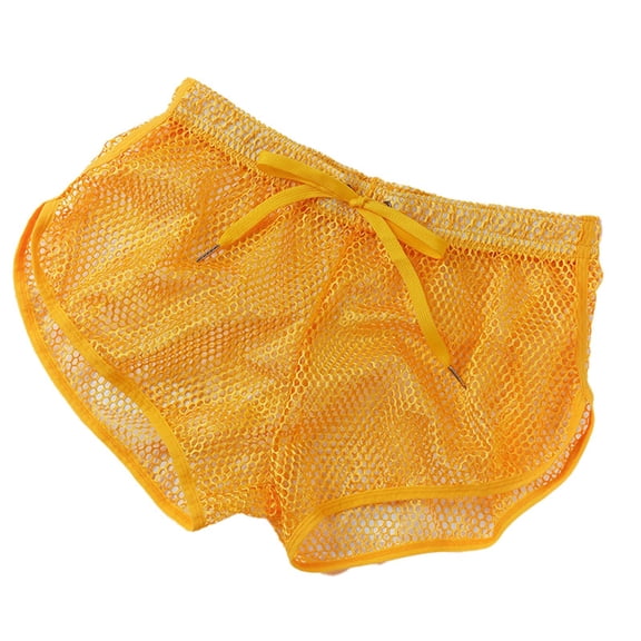 Xijirk Mens Underwear,Mesh Shorts Underwear Breathable Thin Fabric Home Casual Comfort Style Daily Wear,Men's Underwear,Yellow,L
