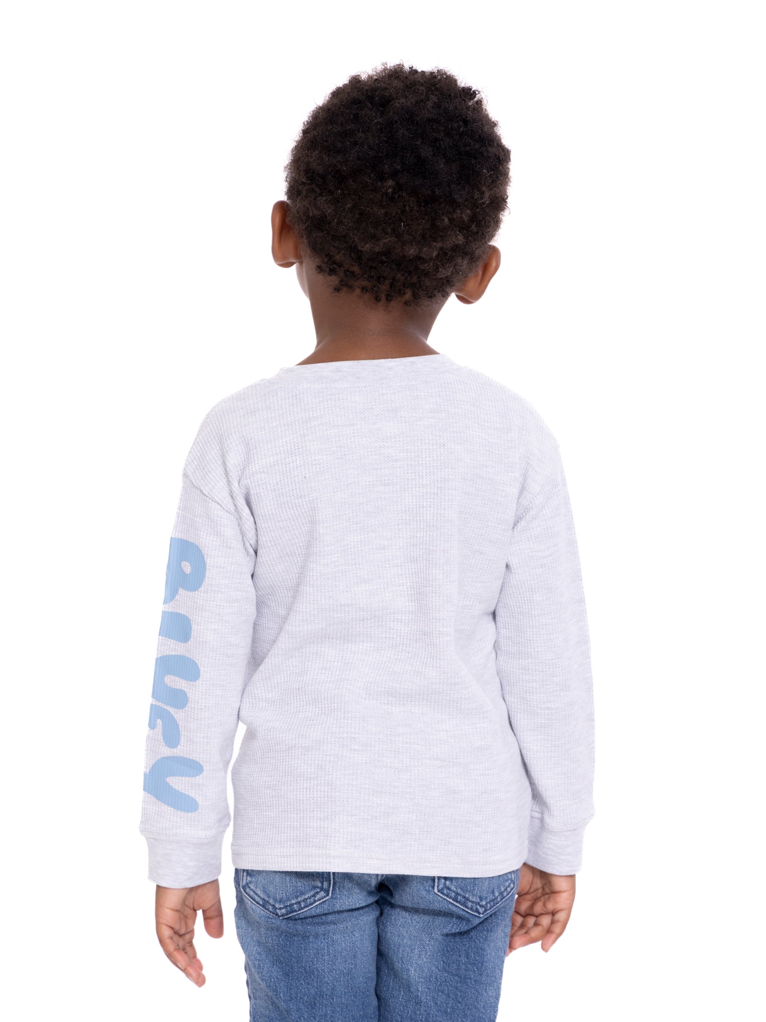 Bluey Toddler Boys Holiday Thermal Henley Shirt with Long Sleeves, Sizes 12M-5T