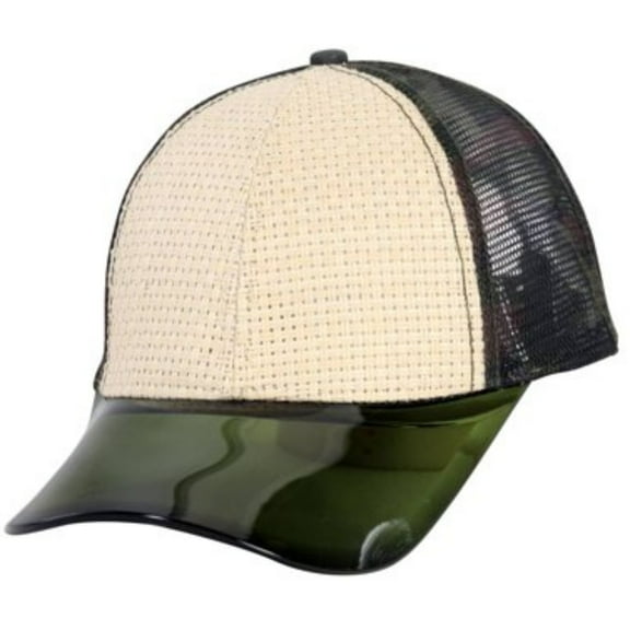 Trucker Visor Adjustable Sports Baseball Straw Mesh Summer Blank Mens Hat Cap, Green Tan