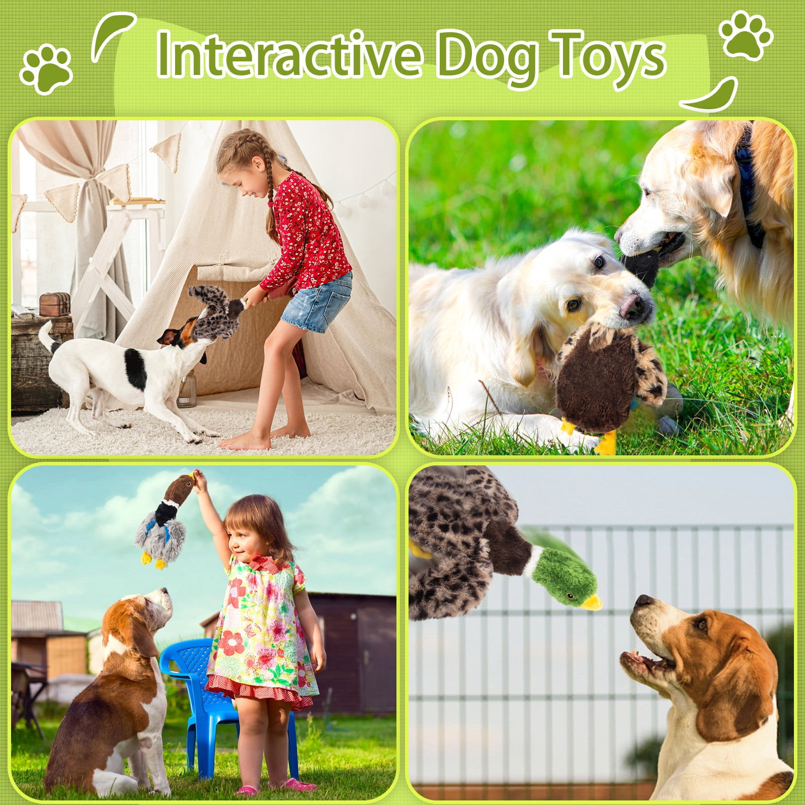 Calibonbon Dog Squeaky Toy Set  2-Pack Durable Plush Chicken, Pheasant, Goose for Small and Medium Dogs  Soft Bird Chew Toys with Crinkle Sound for Puppy Play, Interactive Training