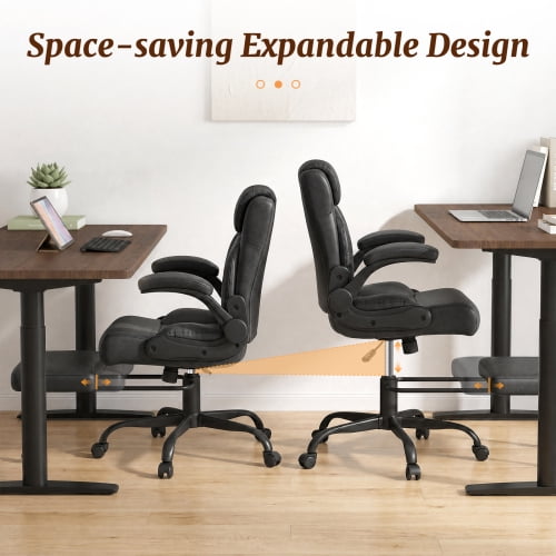 Cross Legged Office Chair with Flip-Up Arms, Height Adjustable Swivel Ergonomic Chair for ADHD, Home Office Relaxing